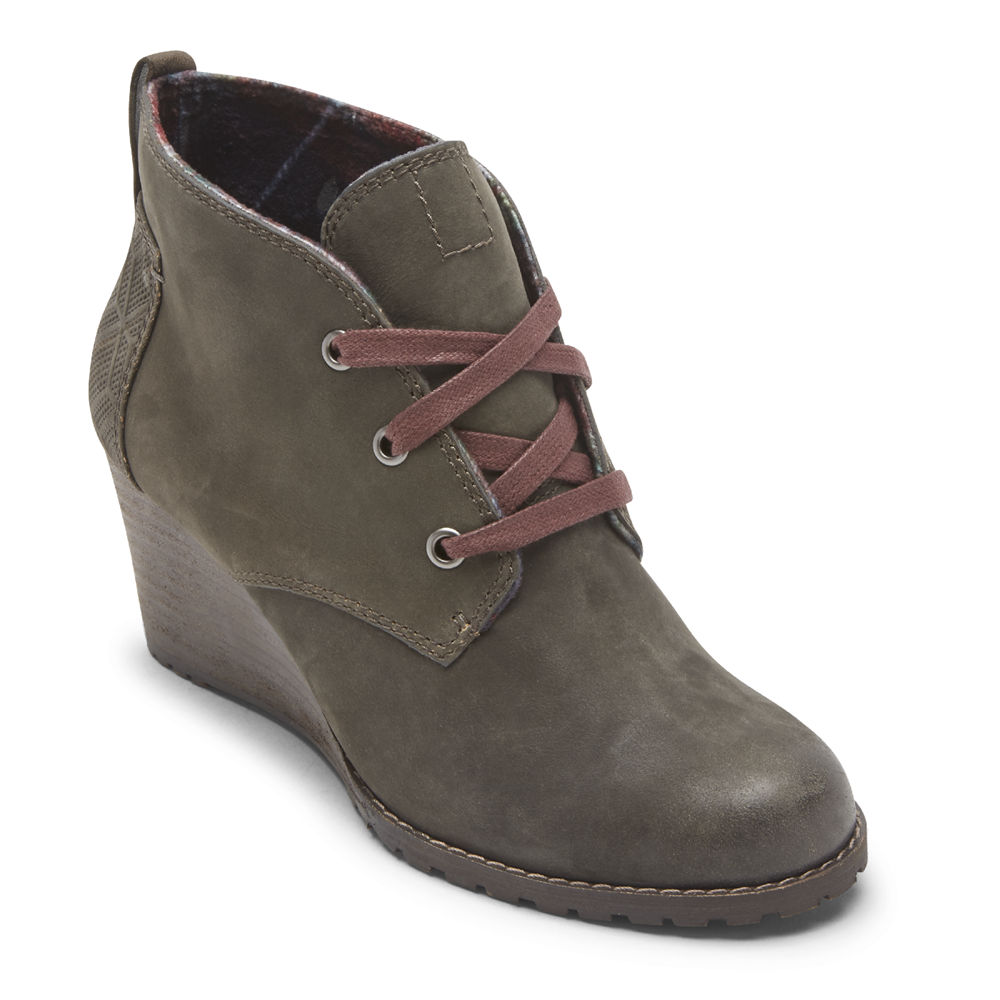 Rockport Singapore Womens Boots - Cobb Hill Lucinda Chukka Olive - LF1502349